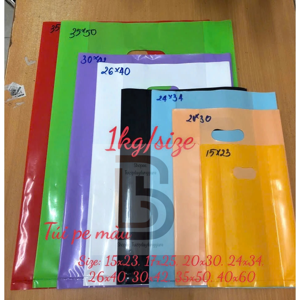 [1kg/size] túi Nilon PE bóng dẽo dai - nhiều màu, nhiều size | Shopee ...