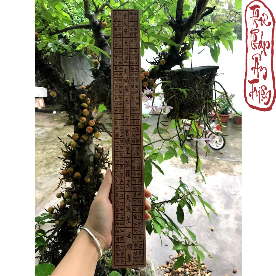 THƯỚC LỖ BAN PHONG THỦY GỖ ĐÀO 46CM HÁN TỰ