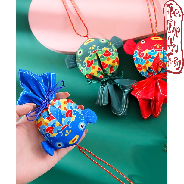 Túi đựng tỏi cho bé hình cá chép - Túi gấm đựng đồ trang sức