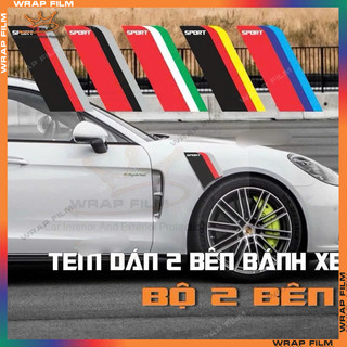 Tem Sport, tem dán hai bên bánh xe -TEM IN 3 LỚP CAO CẤP- ( 1 đôi)-Tặng kèm gạt dán