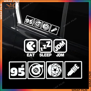 Tem dán kính Ô tô phản quang trắng xám (eat, Sleep, JDM)