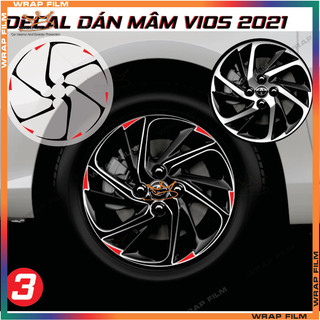 Decal dán mâm Toyota Vios 2021 2022 - Decal Tem dán lazang Toyota Vios ( Gía bao gồm 5 bánh)