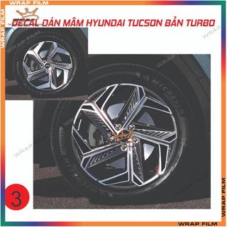 Decal dán đổi màu đèn Tucson 2022-2024 form cũ -  Decal dán mâm Tucson (Turbo) - Giá bao gồm 5 bánh