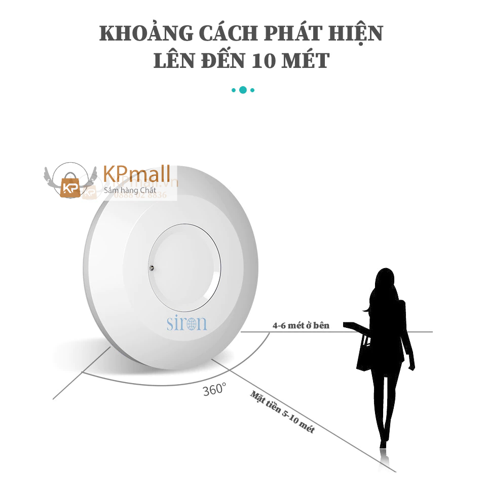 Công tắc cảm ứng chuyển động siêu nhạy Siron Sr-MS101 Gắn trần
