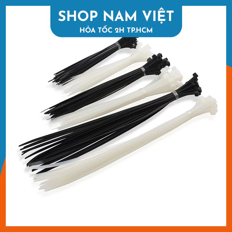 Dây rút lạt nhựa (trắng/đen) 10, 15, 20, 25, 30, 40cm Siêu Bền để làm vườn, thi công