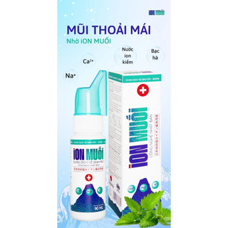 Xịt Mũi ION Muối Nano BạcChai 90ml dung dịch vệ sinh mũi với công nghệ ion kiềm và tinh dầu bạc hà - Thông Mũi Không Rát
