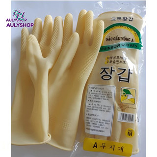Bịch 10 đôi găng tay cao su Sắc Cầu Vồng dài 29cm, găng tay rửa bát, rửa chén, găng tay vệ sinh