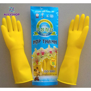 Găng tay cao su Hợp Thành dài 32cm size S, M, L dùng rửa chén, rửa bát