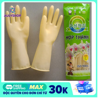 Găng tay cao su Hợp Thành dài 32cm size S, M, L dùng rửa chén, rửa bát