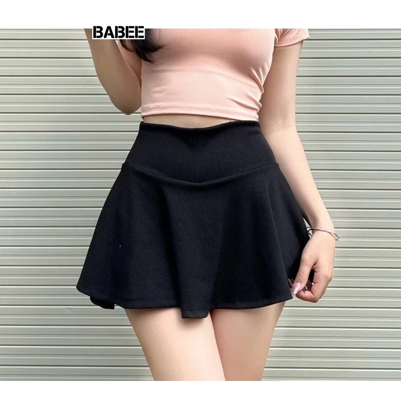 Chân Váy Nữ BABEE Dáng Ngắn Xòe Kiểu Búp Bê LALISA Lưng Cao Có Lót Trong Chất Thun Thoải Mái
