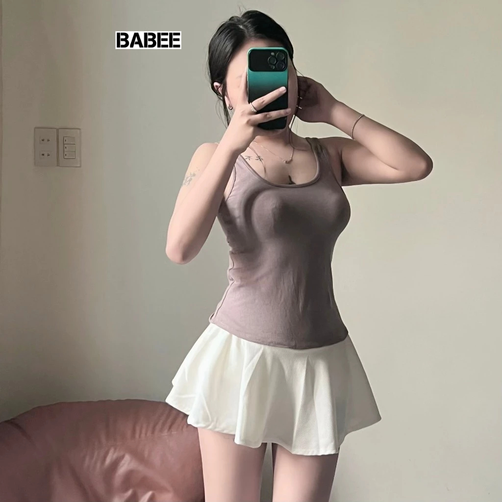 Chân Váy Nữ BABEE Dáng Ngắn Xòe Kiểu Búp Bê LALISA Lưng Cao Có Lót Trong Chất Thun Thoải Mái