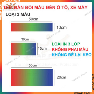 Decal bảy màu dán đổi màu đèn ô tô, xe máy - Decal cao cấp không phai màu không thấm nước