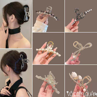 [ Nhiều Mẫu ] Kẹp Tóc Kim Loại Kẹp Tóc Càng Cua Hoa Trà Cá Mập Đính Đá Sang Trọng Phong Cách Hàn Quốc Cho Nữ