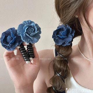 Kẹp Tóc Lò Xo Hồng Bảo Lam Hoa Cố Định Đuôi Tóc Phong Cách Đơn Giản Thanh Lịch Hàn Quốc Cho Nữ
