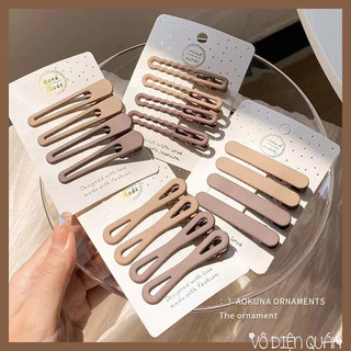 Vỉ 4c Kẹp Tóc Mái - Kẹp Tóc Mini Màu Cafe CHo Nữ Phong Cách Hàn Quốc Thời Tranh Bánh Bèo