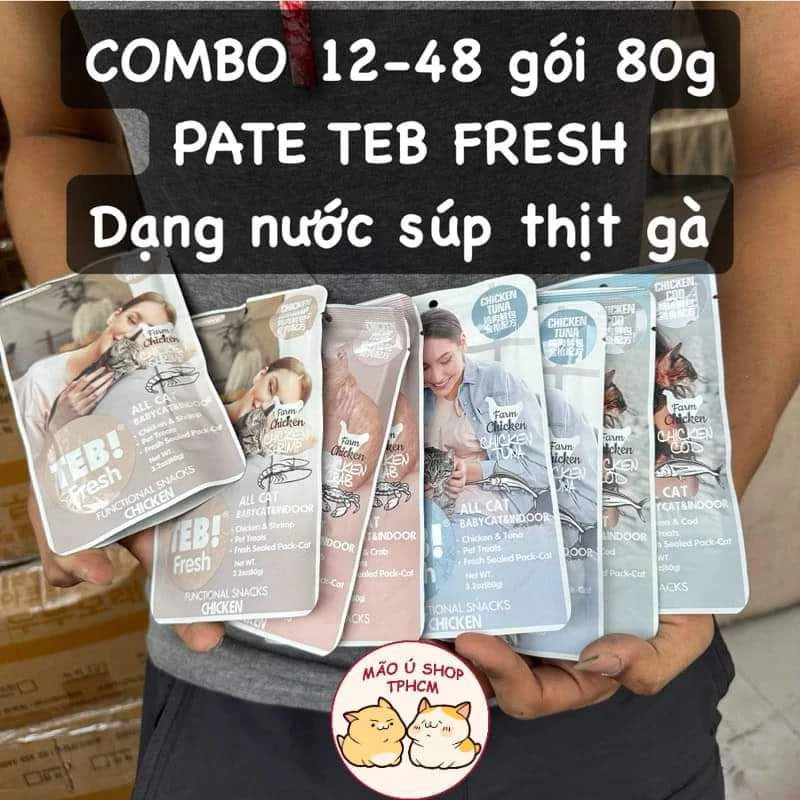 [COMBO 12-48 GÓI 80G] PATE TEB FRESH - PATE SỐT NỀN GÀ CHO MÈO MỌI LỨA ...