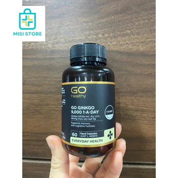 (Date T9/2028) Bổ não hàm lượng cao GO Healthy Ginkgo 9000 60 Vege Capsules, hàng Úc, (Bổ não 9K Go)