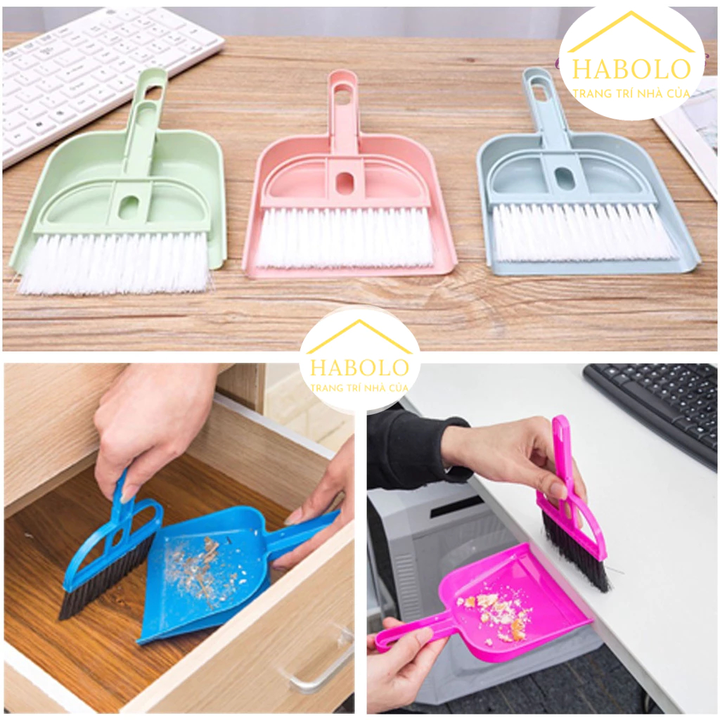 Combo chổi và ki hốt rác mini tiện dụng quét bàn thờ...Bộ chổi xẻng vệ ...