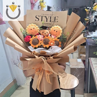[HCM] Bó hoa len 60cm, hoa tốt nghiệp kèm gấu