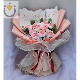Bó hoa hồng len 10 bông valentine, hỏa tốc HCM