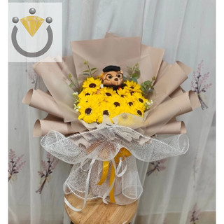 Bó hoa tốt nghiệp gấu 15 bông, hỏa tốc HCM