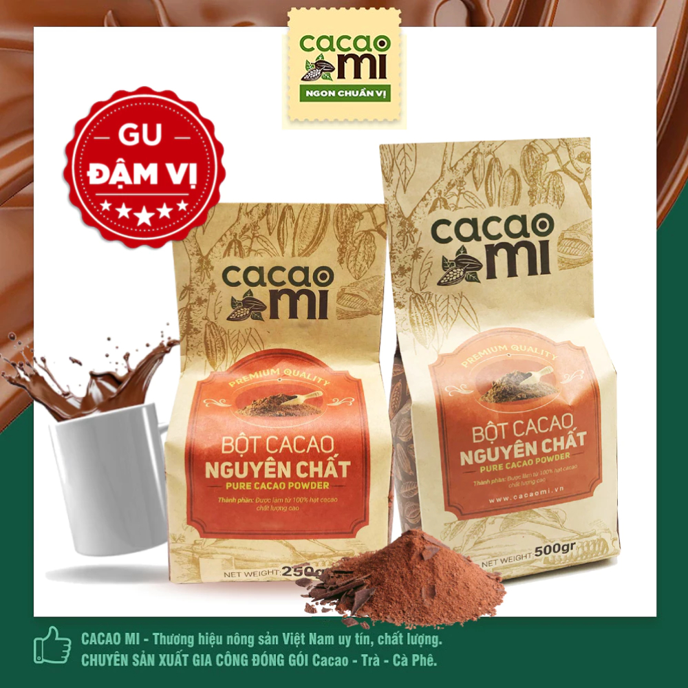 Ảnh Bột ca cao nguyên chất không đường CACAOMI Premium pha chế thức uống socola trà sữa đậm vị cacao 1