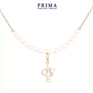 PRIMA Dây chuyền + Mặt dây Vàng9K đính Kim Cương - BST Love Letter - 991N0027+991D0120