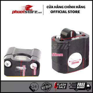 Cùm nâng ghi đông, cục nâng ghi đông xe máy rizoma nhôm màu đen phi 22 - 28mm