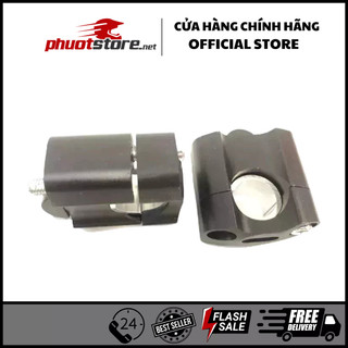 Cùm nâng ghi đông, cục nâng ghi đông xe máy rizoma nhôm màu đen phi 22 - 28mm