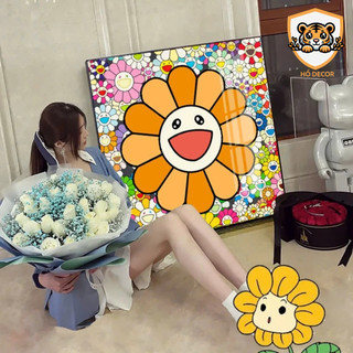 [EH] Tranh hoa mặt cười tươi 7 sắc cầu vồng rực rỡ, tranh treo tường decor nhà cửa, phòng khách, phòng ngủ, quà tặng