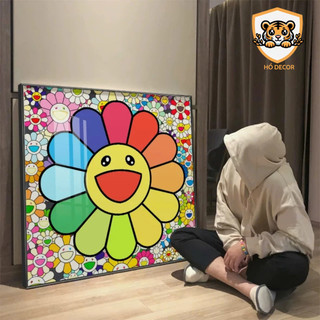 [EH] Tranh hoa mặt cười tươi 7 sắc cầu vồng rực rỡ, tranh treo tường decor nhà cửa, phòng khách, phòng ngủ, quà tặng
