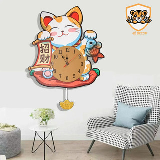 [GA]( HÀNG LOẠI 1) Đồng hồ mèo thần tài lắc đuôi, quà tặng ý nghĩa, đồng hồ trang trí phòng khách, phòng ngủ, cửa hàng