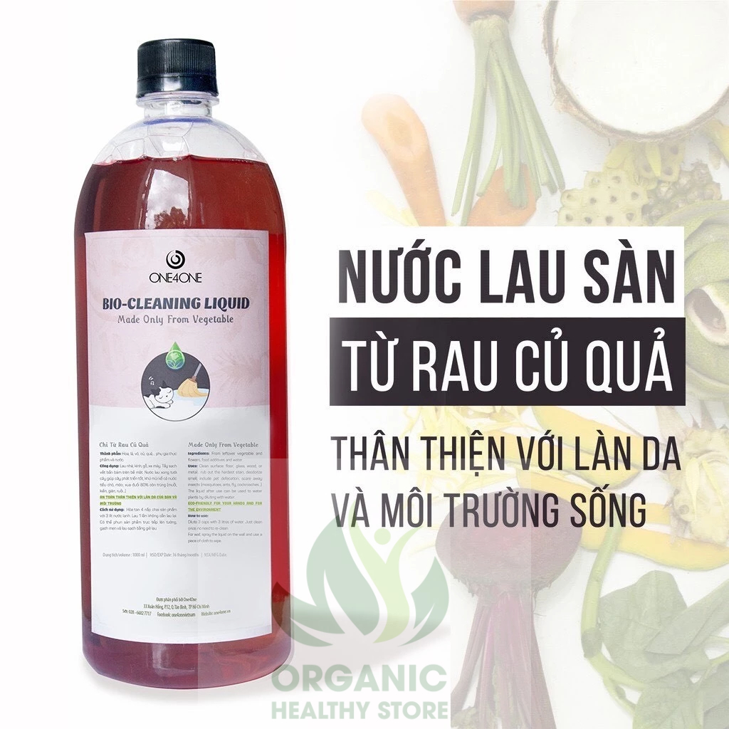 Nước Lau Sàn Sinh Học One4One 1L (chỉ từ rau củ quả) Bio Cleaning Liquid