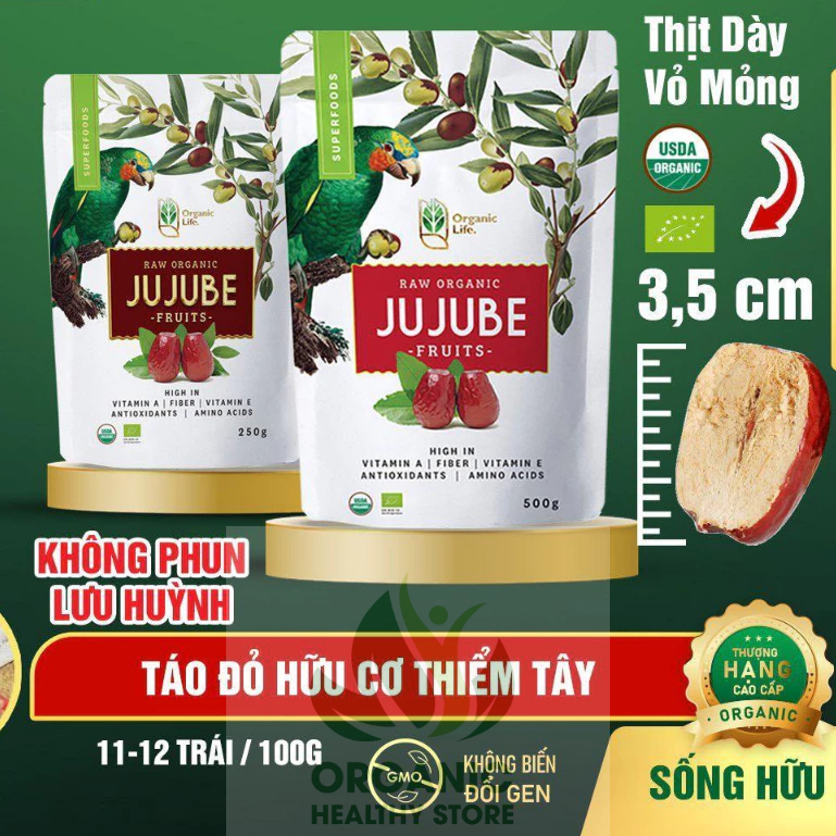 Táo Đỏ Thiểm Tây Hữu Cơ Organic Life - nấu chè dưỡng nhan, chưng yến