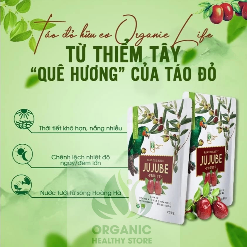 Táo Đỏ Thiểm Tây Hữu Cơ Organic Life - nấu chè dưỡng nhan, chưng yến