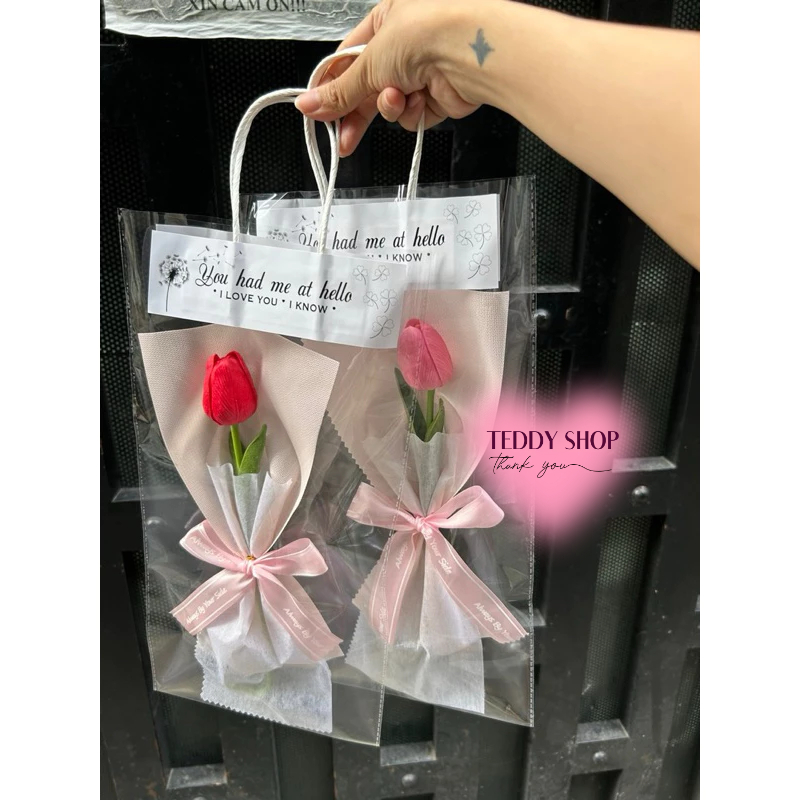 [ CÓ HỎA TỐC ] Hoa Tulip 1 Bông Kèm Túi Xinh Xắn