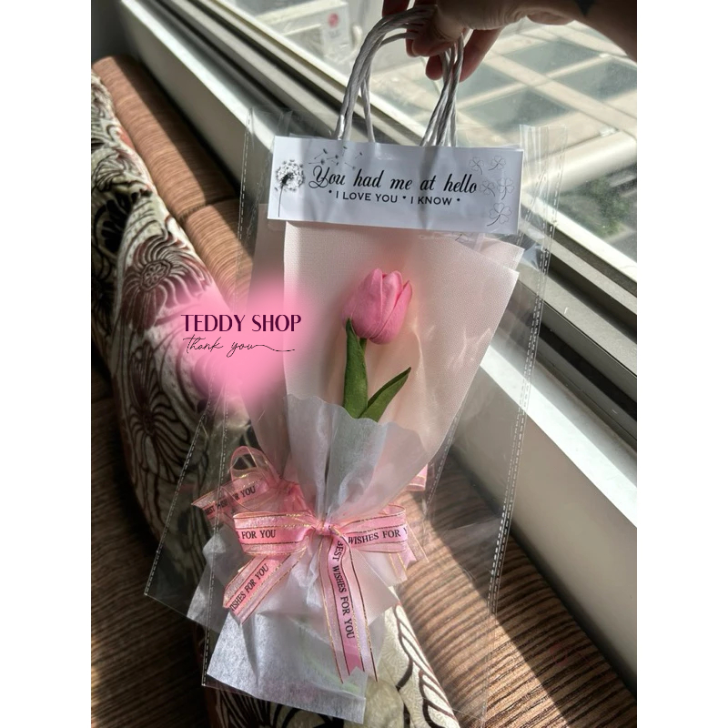 [ CÓ HỎA TỐC ] Hoa Tulip 1 Bông Kèm Túi Xinh Xắn