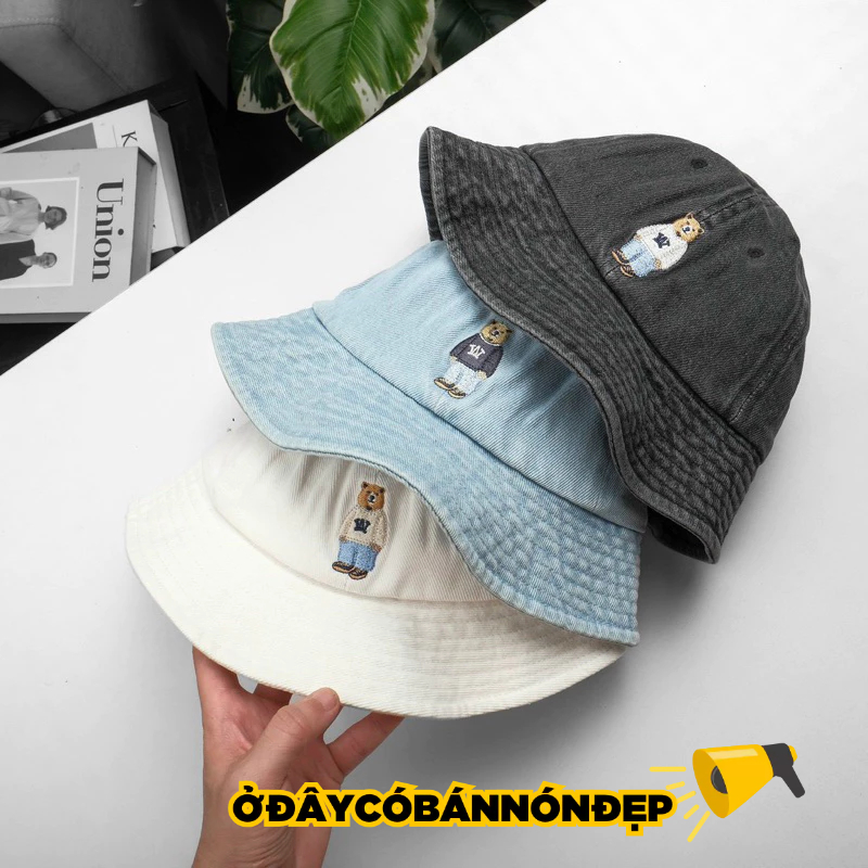 Nón vành 6 múi bucket jean gấu whoau áo w | Shopee Việt Nam