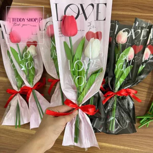 HOA TULIP 2 BÔNG GIẤY LOVE