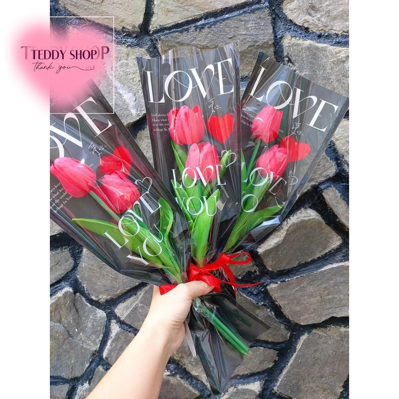 [ CÓ HỎA TỐC ] HOA TULIP 2 BÔNG GIẤY LOVE