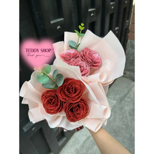BÓ HOA HỒNG NHŨ CỰC XINH GÓI GIẤY XỐP HÀNG