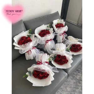 Bó hoa nhũ đỏ quà tặng làm theo yêu cầu