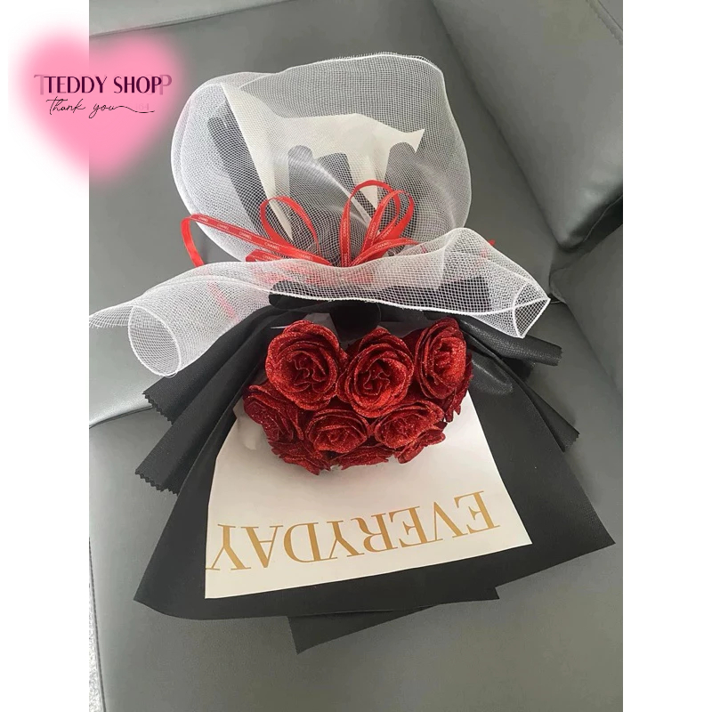 [QUÀ TẶNG ] Bó hoa nhũ đỏ quà tặng làm theo yêu cầu