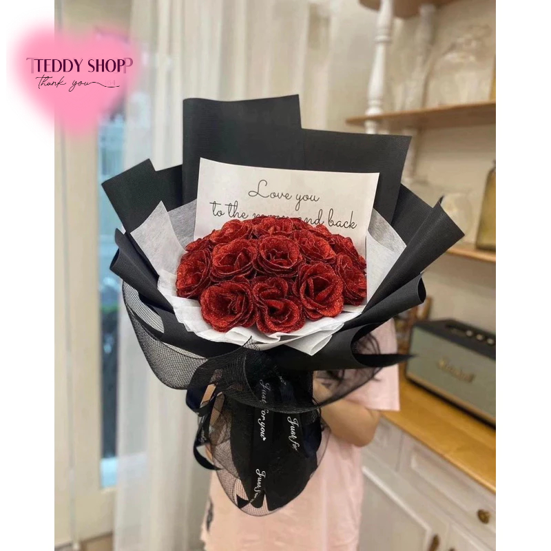 [QUÀ TẶNG ] Bó hoa nhũ đỏ quà tặng làm theo yêu cầu