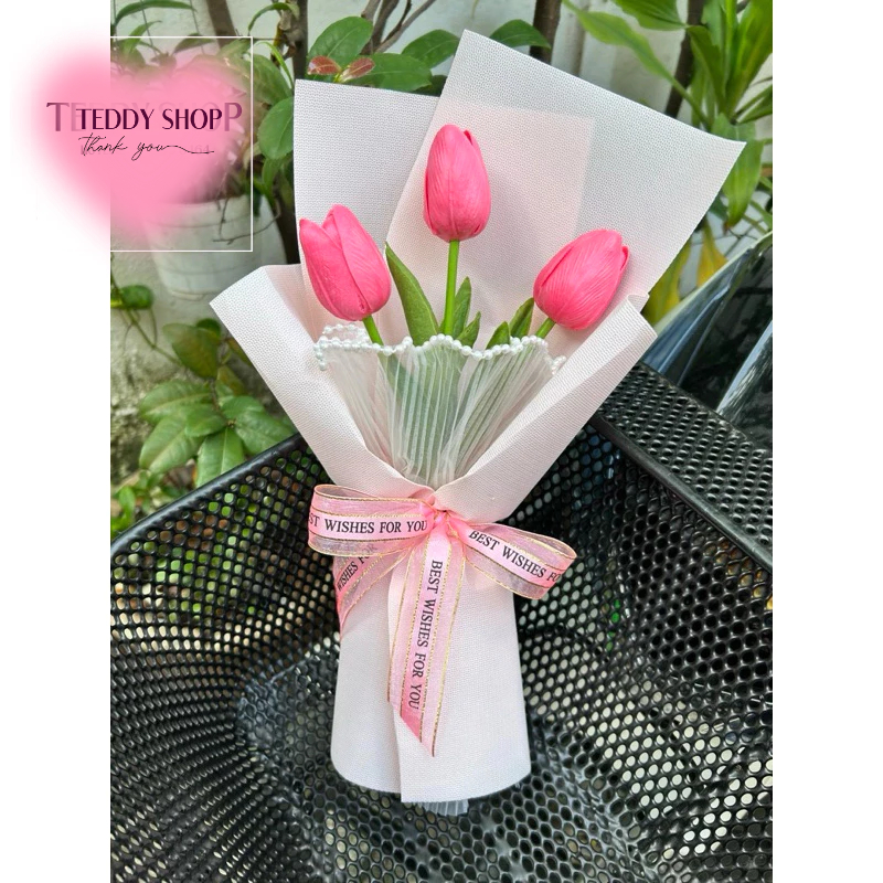 [ QUÀ TẶNG ] Bó hoa tulip 3 bông cực xinh xắn