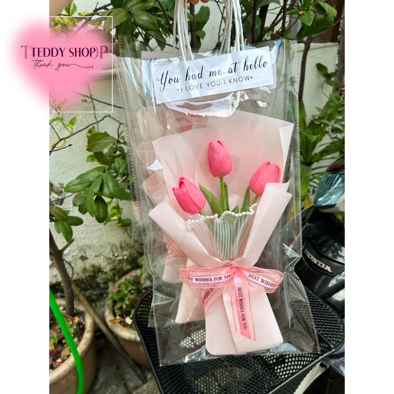 [ QUÀ TẶNG ] Bó hoa tulip 3 bông cực xinh xắn