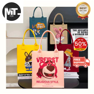 xả kho-Loại Túi 3mmTúi Xách Tote Vải Nỉ Ép, Túi Nỉ Gấu Dâu Hoạt Hình, Dùng Đi Học, Đựng đồ tiện dụng