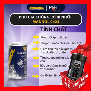 Phụ Gia Chống Rỉ Nhớt Động Cơ, Phục Hồi Phốt, Joint Cao Su MANNOL Oil Leak-Stop 9423 – 300ML