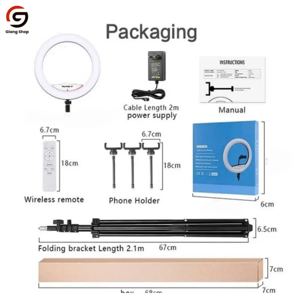 BỘ ĐÈN TRÒN LIVESTREAM LJJ 26 33 36 45cm [CAO CẤP]  KÍCH THƯỚC LỚN | 3 Kẹp, 3 Chế Độ Sáng