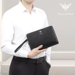 Ví Cầm Tay Nam Khóa Vân Tay Da Bò, Clutch Nam Hàng Hiệu WilliamPoLo Túi kẹp nách nam Cao Cấp WLC18 size 25.5cm — ảnh 2